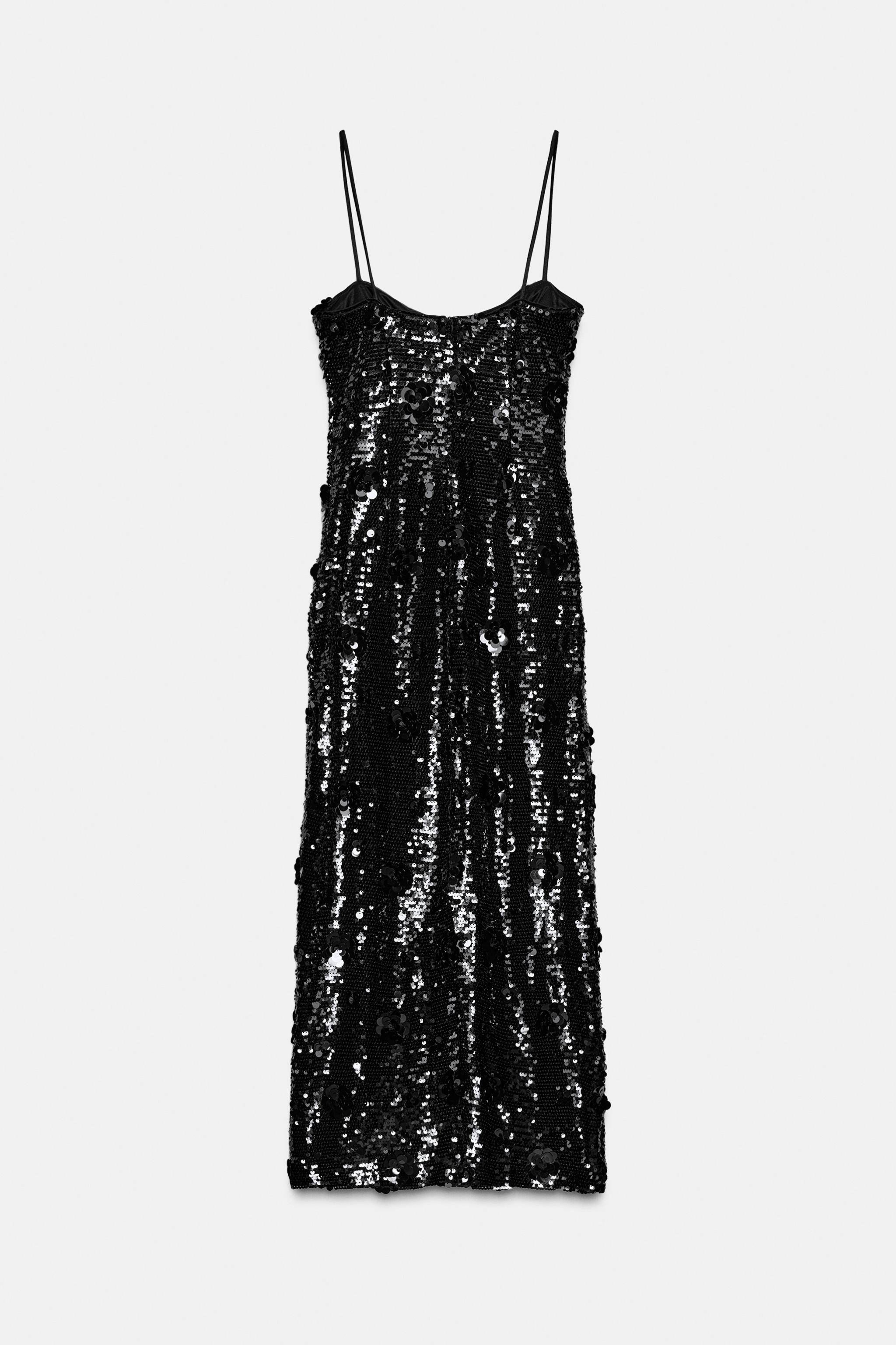 SEQUIN FLOWER MIDI DRESS